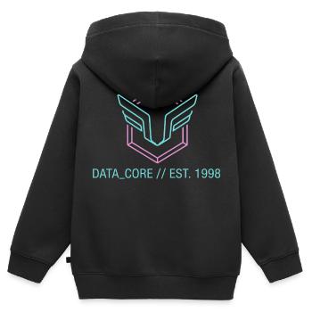 Cyberpunk & Synthwave Symbol Data Core 1998  - Kinder Premium Organic Zip Hoodie - Schwarz - Hinten - AI Model Kid Male (0cm)