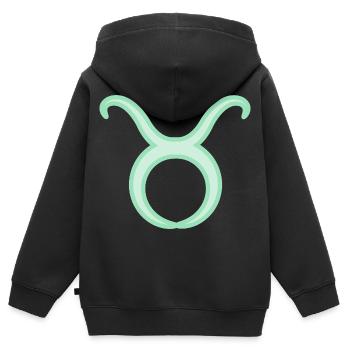 Tierkreiszeichen Stier Pastel Grün - Kinder Premium Organic Zip Hoodie - Schwarz - Hinten - AI Model Kid Male (0cm)