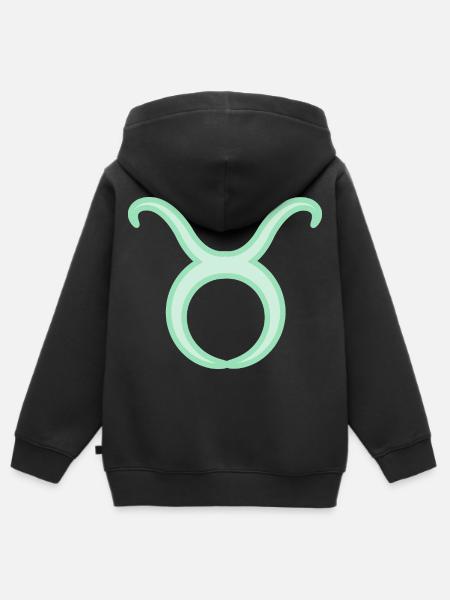 Tierkreiszeichen Stier Pastel Grün - Kinder Premium Organic Zip Hoodie - Schwarz