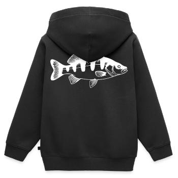 Angler Barsch Fisch Angeln Geschenk Angelsport - Kinder Premium Organic Zip Hoodie - Schwarz - Hinten - AI Model Kid Male (0cm)