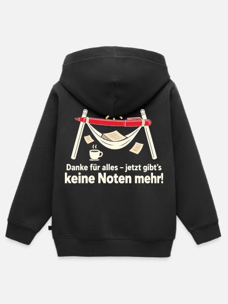 Lehrer Ruhestand Abschiedsgeschenk Keine Noten - Kinder Premium Organic Zip Hoodie - Schwarz