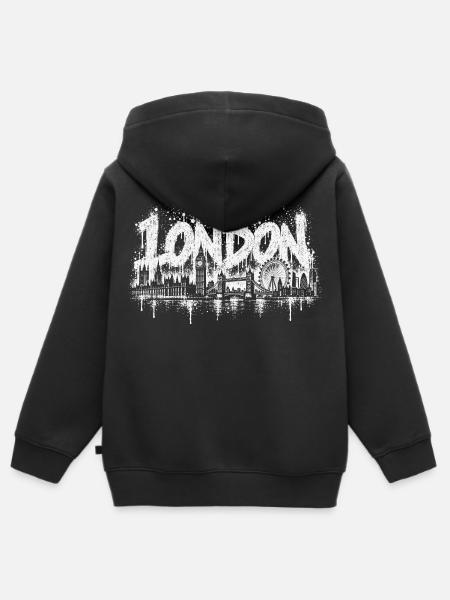 Londons Skyline Graffiti - Kinder Premium Organic Zip Hoodie - Schwarz