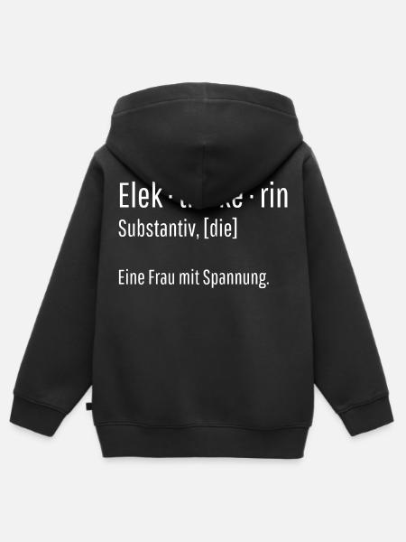 Elektrikerin Substantiv Definition Geschenk - Kinder Premium Organic Zip Hoodie - Schwarz