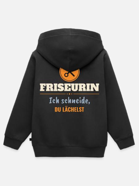 Friseurin – Ich schneide, du lächelst - Kinder Premium Organic Zip Hoodie - Schwarz