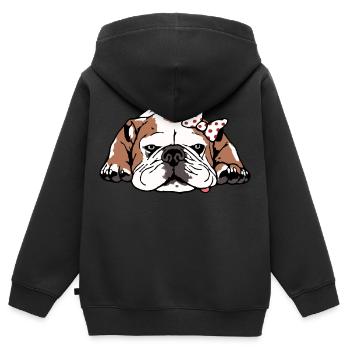 Süße englische Bulldoggendame Englische Bulldogge - Kinder Premium Organic Zip Hoodie - Schwarz - Hinten - AI Model Kid Male (0cm)
