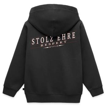 Stolz, Ehre, Respekt - Kinder Premium Organic Zip Hoodie - Schwarz - Hinten - AI Model Kid Male (0cm)