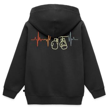 Vintage Boxer Kardiogramm - Kinder Premium Organic Zip Hoodie - Schwarz - Hinten - AI Model Kid Male (0cm)