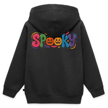 Spuk Halloween Cartoon Kürbisse - Kinder Premium Organic Zip Hoodie - Schwarz - Hinten - AI Model Kid Male (0cm)