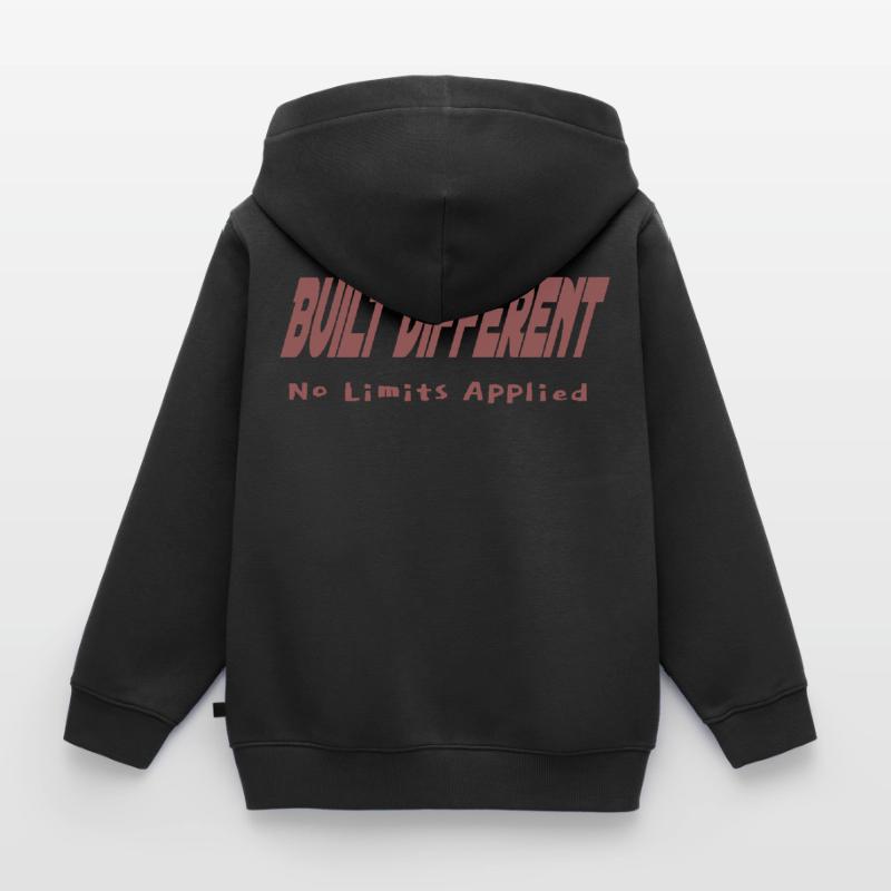 Built Different – No Limits Applied Kids Premium Organic Zip-up Hoodie