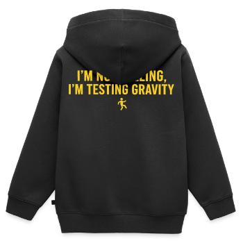 Chute drôle - Sweat Premium à capuche zippé enfant bio - noir - Dos - AI Model Kid Male (0cm)