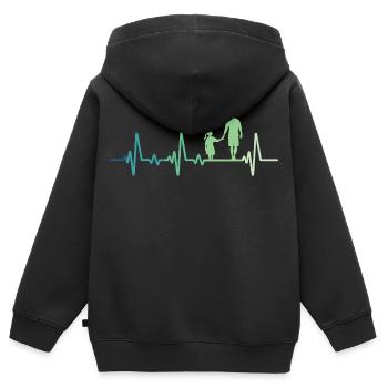 Vater und Tochter, Herzschlag, Vater und Tochter - Kinder Premium Organic Zip Hoodie - Schwarz - Hinten - AI Model Kid Male (0cm)