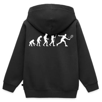 Évolution du tennis - Sweat Premium à capuche zippé enfant bio - noir - Dos - AI Model Kid Male (0cm)