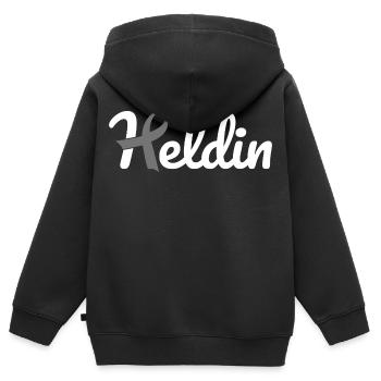 Heldin Krebs - Kinder Premium Organic Zip Hoodie - Schwarz - Hinten - AI Model Kid Male (0cm)