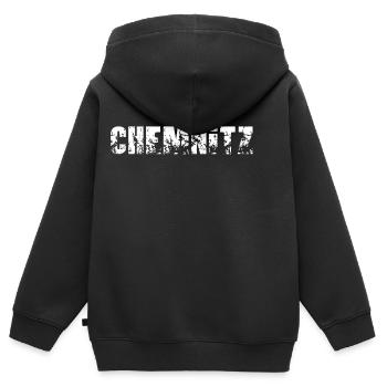 Chemnitz - Kinder Premium Organic Zip Hoodie - Schwarz - Hinten - AI Model Kid Male (0cm)