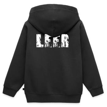 Leer - Kinder Premium Organic Zip Hoodie - Schwarz - Hinten - AI Model Kid Male (0cm)