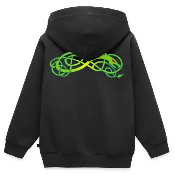 Serpent celte vert - Sweat Premium à capuche zippé enfant bio - noir - Dos - AI Model Kid Male (0cm)