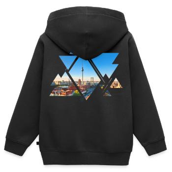 Berlin Allemagne Skyline Fernsehturm Ville City - Sweat Premium à capuche zippé enfant bio - noir - Dos - AI Model Kid Male (0cm)