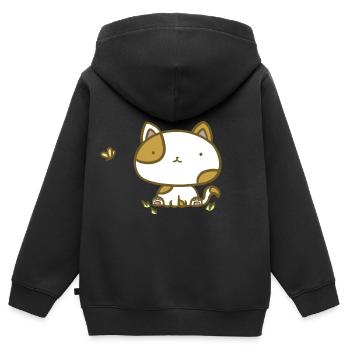 Chat mignon - Sweat Premium à capuche zippé enfant bio - noir - Dos - AI Model Kid Male (0cm)