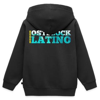 Ostblock Latino Kasache Kasachstan Geschenk - Kinder Premium Organic Zip Hoodie - Schwarz - Hinten - AI Model Kid Male (0cm)