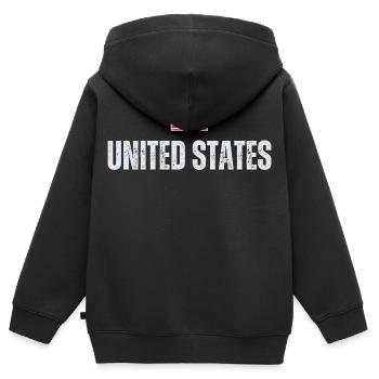 Drapeau américain, patriote américain - Sweat Premium à capuche zippé enfant bio - noir - Dos - AI Model Kid Male (0cm)