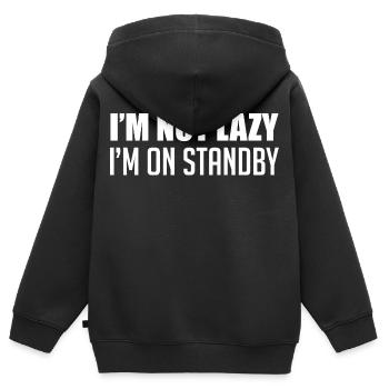 Je ne suis pas paresseux(se), je suis en veille - Sweat Premium à capuche zippé enfant bio - noir - Dos - AI Model Kid Male (0cm)