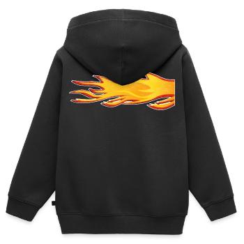 Gaz d’échappement de la queue brûlant par la flamme - Sweat Premium à capuche zippé enfant bio - noir - Dos - AI Model Kid Male (0cm)