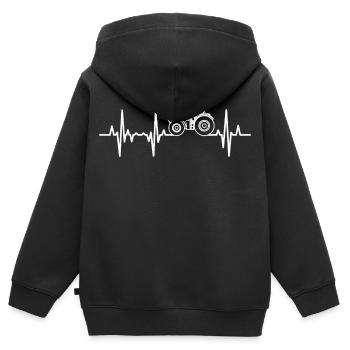 Fréquence cardiaque du tracteur - Sweat Premium à capuche zippé enfant bio - noir - Dos - AI Model Kid Male (0cm)
