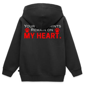 Pfotenabdrücke bleiben auf meinem Herzen - Kinder Premium Organic Zip Hoodie - Schwarz - Hinten - AI Model Kid Male (0cm)