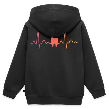 Zahnarzt Sunset Zahnarzt Herzschlag - Kinder Premium Organic Zip Hoodie - Schwarz - Hinten - AI Model Kid Male (0cm)