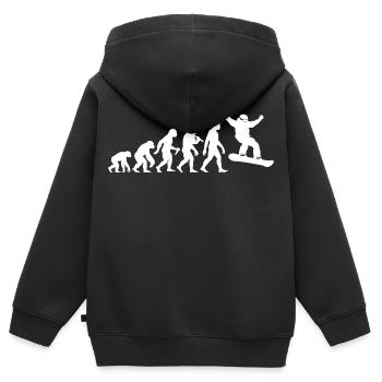 Snowboarder Evolution für Snowboard Spaß - Kinder Premium Organic Zip Hoodie - Schwarz - Hinten - AI Model Kid Male (0cm)
