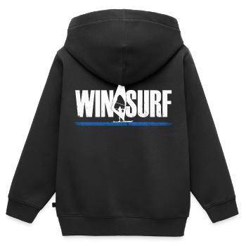 Windsurf planche à voile Windsurf - Sweat Premium à capuche zippé enfant bio - noir - Dos - AI Model Kid Male (0cm)