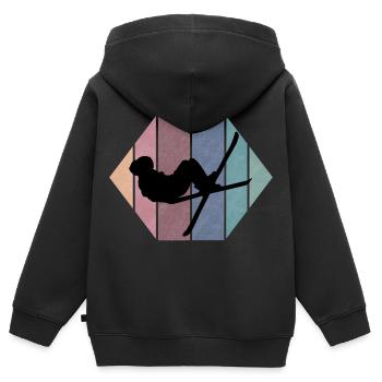 Skiing Ski Holiday Winter Holiday Ski Slope Retro - Kids Premium Organic Zip-up Hoodie - black - Back - AI Model Kid Male (0cm)