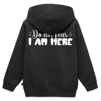 N’ayez pas peur, je suis là – inspirant - Sweat Premium à capuche zippé enfant bio - noir - Dos - AI Model Kid Male (0cm)