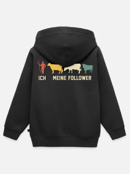 Ich Meine Follower Kühe Kuh - Kinder Premium Organic Zip Hoodie - Schwarz