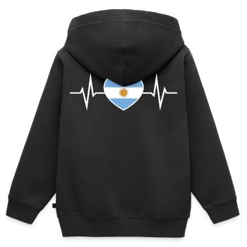ECG du battement cardiaque argentin Cher fan argentin - Sweat Premium à capuche zippé enfant bio - noir - Dos - AI Model Kid Male (0cm)