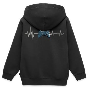 T-shirt Gamer avec manette de jeu - Sweat Premium à capuche zippé enfant bio - noir - Dos - AI Model Kid Male (0cm)