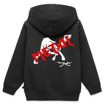 Metalhead Metalgirl Metal - Kinder Premium Organic Zip Hoodie - Schwarz - Hinten - AI Model Kid Male (0cm)