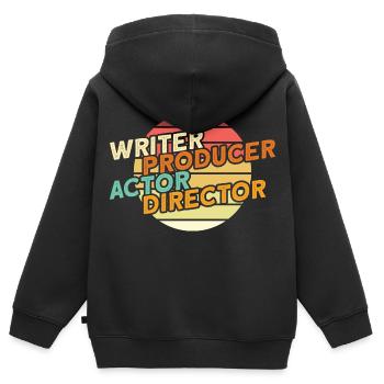 Filmmaker- Filmemacher-Action-Regisseur - Kinder Premium Organic Zip Hoodie - Schwarz - Hinten - AI Model Kid Male (0cm)