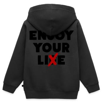 Enjoy Your Lie - Kinder Premium Organic Zip Hoodie - Schwarz - Hinten - AI Model Kid Male (0cm)