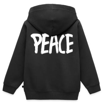 PEACE FRIEDE FRIEDEN - Kinder Premium Organic Zip Hoodie - Schwarz - Hinten - AI Model Kid Male (0cm)