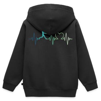 Baseball Battement de coeur de Joueur De Baseball - Sweat Premium à capuche zippé enfant bio - noir - Dos - AI Model Kid Male (0cm)