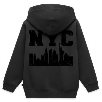 NYC New York Skyline - Kinder Premium Organic Zip Hoodie - Schwarz - Hinten - AI Model Kid Male (0cm)