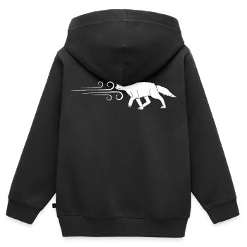 Der weiße Fuchs und der Wind - Kinder Premium Organic Zip Hoodie - Schwarz - Hinten - AI Model Kid Male (0cm)