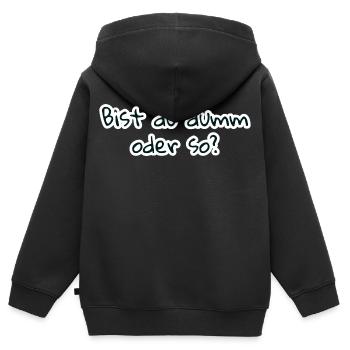 bist du dumm oder so - Kinder Premium Organic Zip Hoodie - Schwarz - Hinten - AI Model Kid Male (0cm)