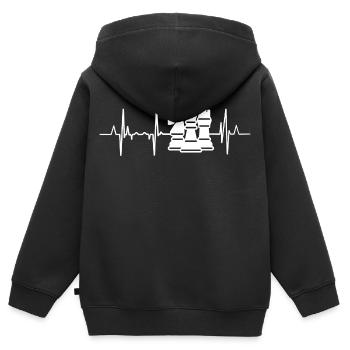 Schach Herzklopfen - Kinder Premium Organic Zip Hoodie - Schwarz - Hinten - AI Model Kid Male (0cm)