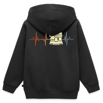 Schachfiguren Kardiogramm - Kinder Premium Organic Zip Hoodie - Schwarz - Hinten - AI Model Kid Male (0cm)