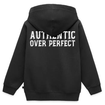Authentisch statt perfekt - Kinder Premium Organic Zip Hoodie - Schwarz - Hinten - AI Model Kid Male (0cm)