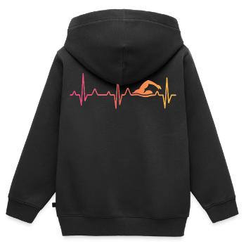 Schwimmen, schwimmen, Sonnenuntergang, Herzschlag - Kinder Premium Organic Zip Hoodie - Schwarz - Hinten - AI Model Kid Male (0cm)