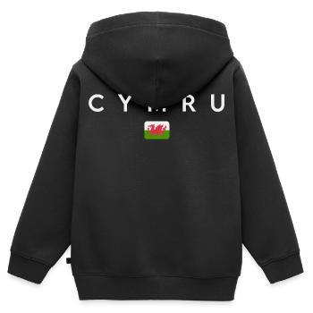 Flagge von Wales, walisischer Stolz - Kinder Premium Organic Zip Hoodie - Schwarz - Hinten - AI Model Kid Male (0cm)
