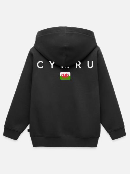 Flag of Wales, Welsh pride - Kids Premium Organic Zip-up Hoodie - black